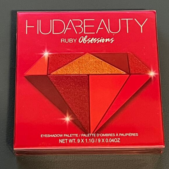 NWT Huda Beauty Ruby Obsessions Eyeshadow Palette 9 Shades Net Weight 9 x 1.1g - Picture 1 of 5
